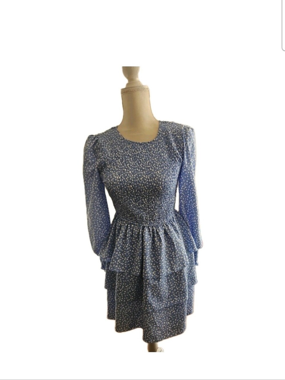 Escalier Blue Floral Print Dress Size Small